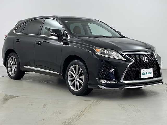 レクサス ＲＸ 450h バージョンL 道央・札幌 2014(平26)年 7.5万km ブラック ・4WD/・純正ナビ＆TV＆CD＆DVD＆BT/・バックカメラ/・社外グリルフロントバンパー/・クルーズコントロール/・コーナーセンサー/・レザーシート/・シートヒーター/・シートクーラー/・ステアリングヒーター/・サンルーフ/・ヘッドアップディスプレイ/・純正エンジンスターター/・パワーバックドア/・社外GPSレーダー/・社外ドライブレコーダー/・ETC/・LEDヘッドライト/・オートライト/・スペアキー/・ヘッドライトウォッシャー