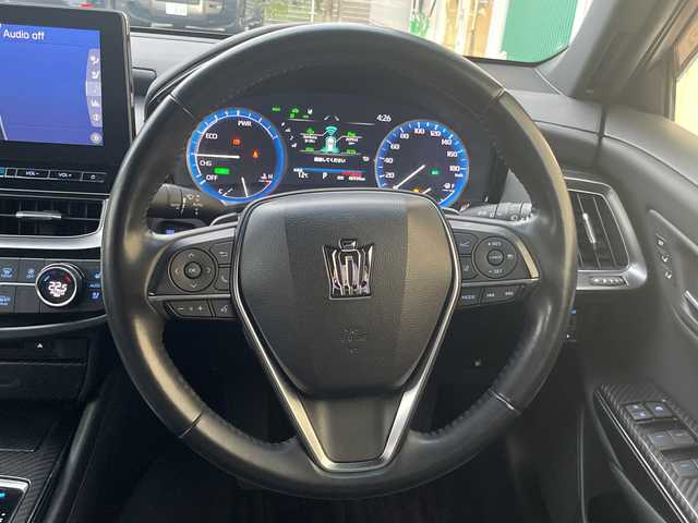 トヨタ クラウン ハイブリッド RS アドバンス 福岡県 2020(令2)年 4.9万km プレシャスブラックパール 純正12.3インチナビ/　（CD/BT/DVD/フルセグ）/モデリスタエアロ/　（フロント、サイド、リアスポイラー）/モデリスタ４本出しマフラー/パノラマミックビューモニター/デジタルインナーミラー/BSM/ステアリングヒーター/D席シートメモリー/HUD/パーキングサポートブレーキ/レーダークルーズコントロール/黒レザー/パドルシフト/RCTA/シートヒーター（D席＋N席）/エアシート（D席＋N席）/パワーシート（D席＋N席）/コーナーセンサー（前後）/オートライト/オートマチックハイビーム/LEDライト/横滑り防止装置/レーンキープアシスト/プリクラッシュ/盗難防止装置/純正18インチアルミホイール/純正マット/電格ミラー