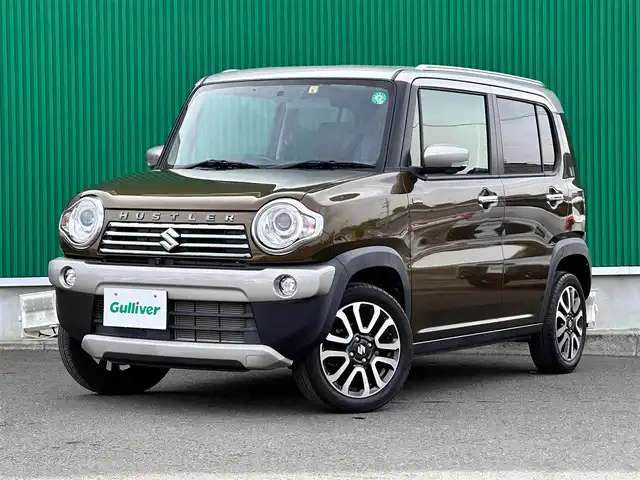 スズキ ハスラー Jスタイル Ⅲ ターボ 宮城県 2018(平30)年 2.5万km ブレイブカーキパール/スチールシルバー 全方位モニター用カメラパッケージ/・全方位モニター用カメラ/＝＝＝/デュアルカメラブレーキサポート/誤発進抑制機能/車線逸脱警報機能/ふらつき警報機能/先行車発進お知らせ機能/純正8インチナビ（CN-RZ83）/・CD/DVD/・Bluetooth/・フルセグTV/ビルトインETC/ドライブレコーダー/ハーフレザーシート/シートヒーター/革巻きステアリング/ステアリングスイッチ/パドルシフト/HIDヘッドライト/フォグランプ/オートライト/スマートキー＆プッシュスタート/スペアキー/電動格納ミラー/ルーフレール/純正15インチAW/フロアマット/Wエアバッグ
