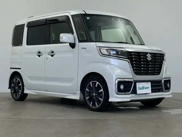 スズキ スペーシア カスタム HYBRID XS 鹿児島県 2021(令3)年 5.3万km ピュアホワイトP 純正ナビ/（AM/FM/CD/DVD/Bluetooth/フルセグ）/バックカメラ/両側パワースライドドア/シートヒーター/レーダークルーズコントロール/レーンキープアシスト/ドライブレコーダー/ETC/純正フロアマット/オートライト/オートハイビーム/純正AW15インチ/ハーフレザーシート/横滑り防止装置