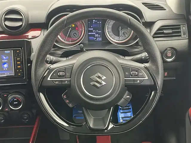 スズキ スイフト スポーツ セーフティPKG 愛知県 2019(令1)年 4万km スピーディーブルーM 純正ナビ　全方位カメラ　禁煙　ＭＴ車　柿本マフラー　ＥＴＣ　ミラー型前後ドラレコ　シートヒーター　セーフティサポート　衝突軽減　クルコン　車線逸脱　ＬＥＤライト　オートハイビーム　スマートキー　フォグ