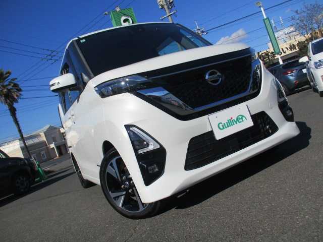 日産 ルークス HWS Gターボ プロパイロットED 岡山県 2021(令3)年 6万km ホワイトパール インテリジェントエマージェンシーブレーキ/踏み間違い衝突防止アシスト/インテリジェントFCW/車線逸脱警報（LDW・インテリジェントLi)/プロパイロット/先行車発進お知らせ/速度標識表示/インテリジェントアラウンドビューモニター/インテリジェントDA/ワンオーナー/純正9インチSDナビ/フルセグテレビ/アラウンドビューモニター/Bluetooth/USB/DVD再生可能/ハンズフリーパワースライドドア/両側パワースライドドア/純正ドライブレコーダー（フロント・リア）/オートライト/LEDヘッドライト/2.0対応ビルトインETC/ウィンカーミラー/純正15AW/純正フロアマット/スマートキー2個/取扱説明書/保証書