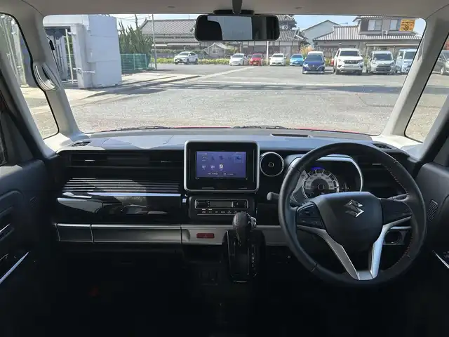 スズキ スペーシア カスタム HYBRID XS 熊本県 2019(令1)年 2.8万km フェニックスレッドパール/ブルーイッシュブラックパール 社外SDナビ/・AM/FM/CD/DVD/SD/フルセグTV/・全方位カメラ/スズキセーフティーサポート/・衝突被害軽減システム/・車線逸脱警報/・パーキングセンサー/横滑り防止装置/ステアリングリモコン/両側パワースライドドア/D席シートヒーター/ハーフレザーシート/LEDヘッドライト/オートライト/フォグランプ/アイドリングストップ/純正フロアマット/純正アルミホイール/純正ドアバイザー/プッシュスタート/スマートキー