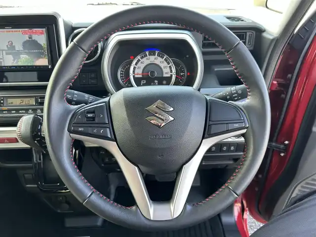 スズキ スペーシア カスタム HYBRID XS 熊本県 2019(令1)年 2.8万km フェニックスレッドパール/ブルーイッシュブラックパール 社外SDナビ/・AM/FM/CD/DVD/SD/フルセグTV/・全方位カメラ/スズキセーフティーサポート/・衝突被害軽減システム/・車線逸脱警報/・パーキングセンサー/横滑り防止装置/ステアリングリモコン/両側パワースライドドア/D席シートヒーター/ハーフレザーシート/LEDヘッドライト/オートライト/フォグランプ/アイドリングストップ/純正フロアマット/純正アルミホイール/純正ドアバイザー/プッシュスタート/スマートキー