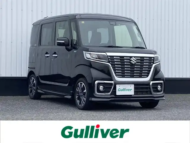 スズキ スペーシア カスタム HYBRID XS 千葉県 2020(令2)年 7万km ブルーイッシュブラックパール3 純正8インチナビ/(フルセグTV/BT/CD/DVD/FM/AM)/リアサーキュレーター/衝突被害軽減システム/車線逸脱警報/ハーフレザーシート/両側パワースライドドア/横滑り防止装置/ビルトインETC/アイドリングストップ/LEDヘッドライト/フォグランプ/オートライト/ウィンカーミラー/電動格納ミラー/純正14インチAW/シートヒーター/シートリフター/プッシュスタート/スマートキー/フロアマット/ドアバイザー/スペアキー/取扱説明書/保証書