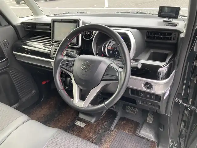 スズキ スペーシア カスタム HYBRID XS 千葉県 2020(令2)年 7万km ブルーイッシュブラックパール3 純正8インチナビ/(フルセグTV/BT/CD/DVD/FM/AM)/リアサーキュレーター/衝突被害軽減システム/車線逸脱警報/ハーフレザーシート/両側パワースライドドア/横滑り防止装置/ビルトインETC/アイドリングストップ/LEDヘッドライト/フォグランプ/オートライト/ウィンカーミラー/電動格納ミラー/純正14インチAW/シートヒーター/シートリフター/プッシュスタート/スマートキー/フロアマット/ドアバイザー/スペアキー/取扱説明書/保証書