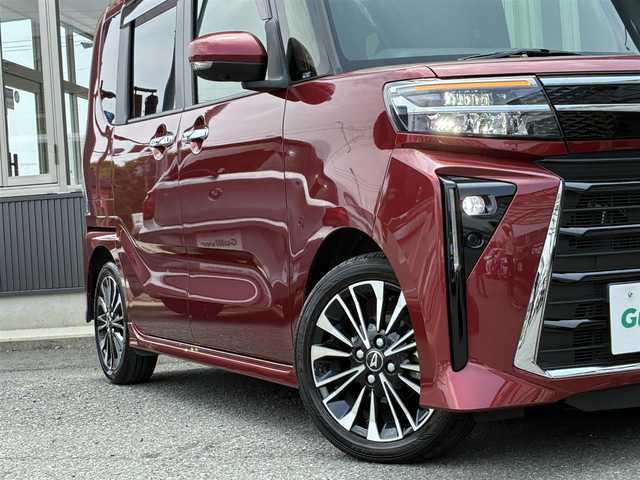 ダイハツ タント カスタム RS 京都府 2022(令4)年 1.4万km ファイアークォーツレッドM 登録時走行距離13571Km/ターボ/スマートアシスト/・衝突回避支援ブレーキ/・衝突警報機能/・ブレーキ制御付誤発進抑制機能/・車線逸脱警報機能/・車線逸脱抑制制御機能/・路側逸脱警報機能/・ふらつき機能/・先行車発進お知らせ機能/・標識認識機能/・アダプティブドライビングビーム/・コーナーセンサー/パノラマモニター/両側パワースライドドア/社外8型メモリーナビ/・フルセグTV/・CD/DVD再生/・BT接続/社外前後ドラレコ/ETC/電動パーキング/・オートブレーキホールド/ハーフレザーシート/・前席シートヒーター/・後席用シートバックテーブル/レザーステアリング/・ステアリモコン/後席ロールアップサンシェード/ISOFIX/アイドリングストップ/プッシュスタート/スマートキー×2個/純正15インチアルミホイール/LEDヘッドライト/LEDフォグランプ/純正ドアバイザー/社外フロアマット/車両保証書/車両取説/ナビ取説