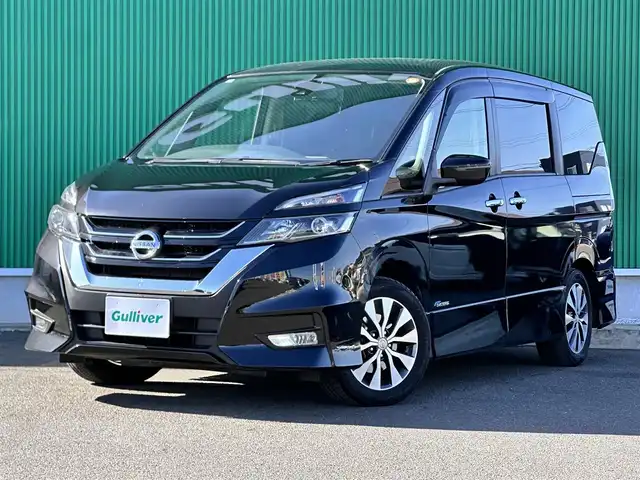 日産 セレナ ハイウェイスター Vセレクション 宮城県 2017(平29)年 6.6万km ダイヤモンドブラック ワンオーナー/エマージェンシーブレーキ/車線逸脱警報/純正SDナビ/【CD・DVD・SD・BT・フルセグTV】/バックカメラ/ETC/両側パワースライドドア/純正16インチAW/社外GPSレーダー/クルーズコントロール/横滑り防止装置/アイドリングストップ/リアサンシェード/ウィンカーミラー/オートライト/LEDヘッドライト/フォグライト/スマートキー