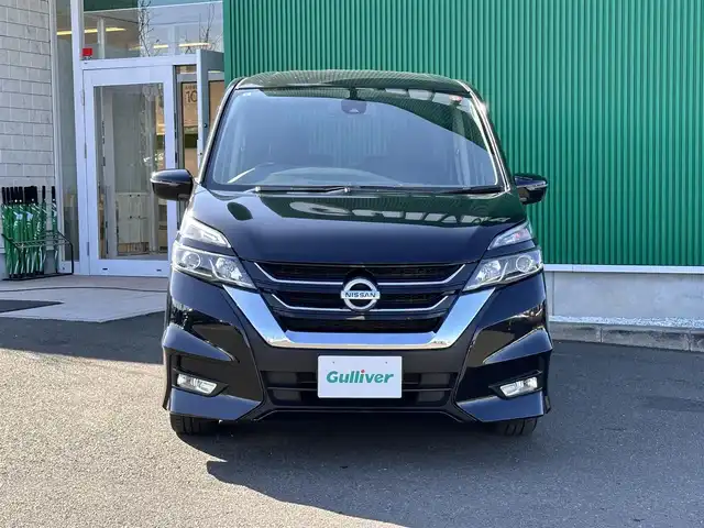 日産 セレナ ハイウェイスター Vセレクション 宮城県 2017(平29)年 6.6万km ダイヤモンドブラック ワンオーナー/エマージェンシーブレーキ/車線逸脱警報/純正SDナビ/【CD・DVD・SD・BT・フルセグTV】/バックカメラ/ETC/両側パワースライドドア/純正16インチAW/社外GPSレーダー/クルーズコントロール/横滑り防止装置/アイドリングストップ/リアサンシェード/ウィンカーミラー/オートライト/LEDヘッドライト/フォグライト/スマートキー