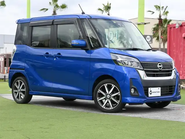 日産 デイズ ルークス ハイウェイスターX Gパッケージ 千葉県 2018(平30)年 3.5万km オーシャンブルーP エマージェンシーブレーキ/両側パワースライドドア/純正SDナビ/地デジTV/【DVD/CD再生機能　Bluetooth接続】/アラウンドビューモニター/ドライブレコーダー/革巻きステアリング/ステアリングスイッチ/LEDヘッドライト/フォグライト/ウインカーミラー/純正15インチアルミホイル/インテリジェントキー