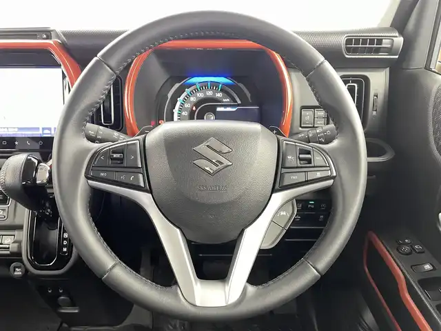 スズキ ハスラー HYBRID X ターボ 福井県 2021(令3)年 2.5万km アクティブイエロー/ホワイト2トーンルーフ 純正9インチナビ/【AM/FM/CD/Bluetooth/フルセグTV】/全方位カメラ/ETC/シートヒーター/衝突軽減ブレーキ/クルーズコントロール/車線逸脱警報機能/プッシュスタート/スマートキー/オートライト/LEDヘッドライド