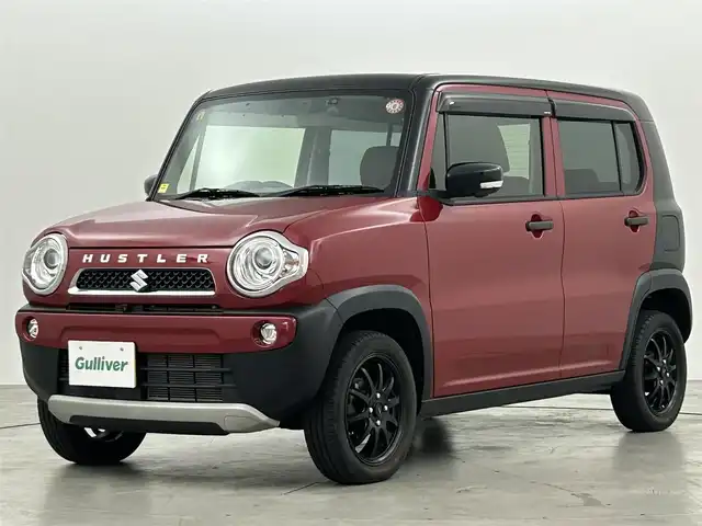 スズキ ハスラー タフワイルド 福岡県 2018(平30)年 2.2万km フェニックスレッドパール/ブラック 2トーン 社外８型ナビ（ＢＴ，フルセグＴＶ）　/全方位カメラ　/ビルトインＥＴＣ　/前方ドライブレコーダー　/衝突軽減ブレーキ　/レーンキープ　/アイドリングストップ　/シートヒーター　/ブラウンハーフレザー　/ＬＥＤライト