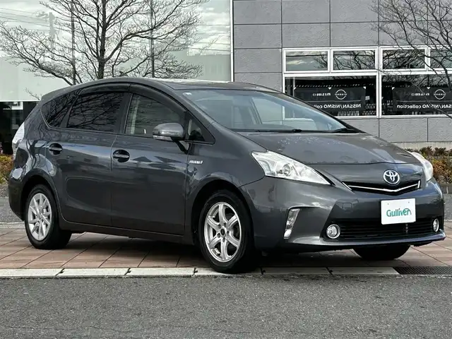トヨタ プリウス α S 福島県 2012(平24)年 13.8万km グレーメタリック 純正SDナビ（NSZT-W64）/「AM/FM/CD/DVD/SD/DTV/Bluetooth」/ビルトインETC/寒冷地仕様/前輪社外・後輪純正アルミホイール/全席パワーウィンドウ/純正フロアマット/オートヘッドランプ/ステアリングリモコン/プッシュスタート