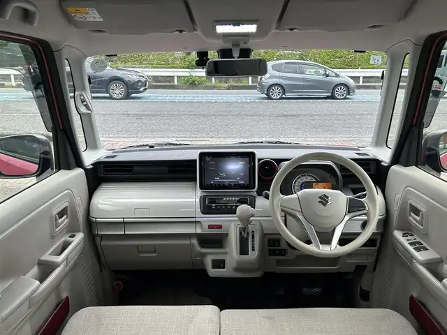 スズキ スペーシア HYBRID X 福島県 2019(令1)年 2.2万km チアフルピンクメタリック/ホワイト2トーンルーフ ワンオーナー/両側パワースライドドア/純正ディーラーOPナビ・フルセグTV/DVD/CD/USB/SD/Bluetooth/純正14インチアルミホイール/セーフティサポート（予防安全技術）/・デュアルセンサーブレーキサポート/・車線逸脱警報機能/・先行車発進お知らせ機能/・後退時ブレーキサポート/・リアパーキングセンサー/・誤発進抑制機能/・ふらつき警報機能/・ハイビームアシスト/・後方誤発信抑制機能/LEDライト/ルーフレール/右前シートヒーター/スマートキー2個/プッシュスタート/新車時保証書/取扱説明書/ナビ取扱説明書