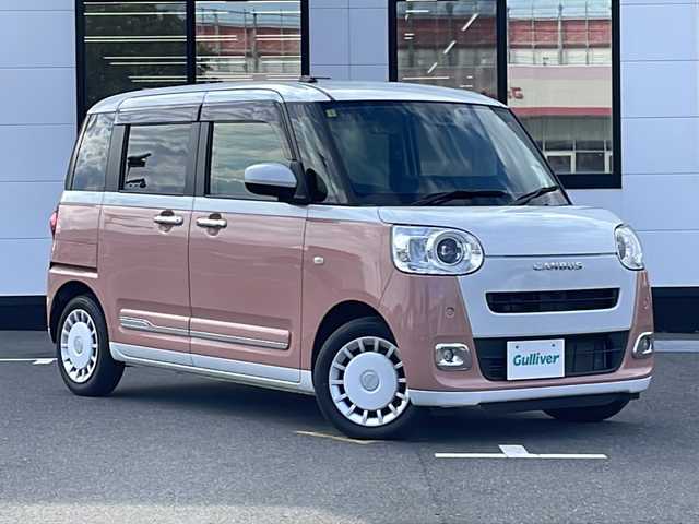 ダイハツ ムーヴ キャンバス ストライプス G 山口県 2023(令5)年 3.2万km シャイニングホワイトパール/アプリコットピンクメタリック 純正9インチディスプレイオーディオ/フルセグTV/バックカメラ/前後ドライブレコーダー/LEDヘッドライト/スマートアシスト/・衝突回避支援ブレーキ機能/・誤発進抑制機能/・車線逸脱抑制機能/・先行車発進お知らせ機能/・コーナーセンサー/・オートハイビーム/スマートキー/プッシュスタート/電動ミラー/両側パワースライドドア/シートヒーター/保証書/スペアキー
