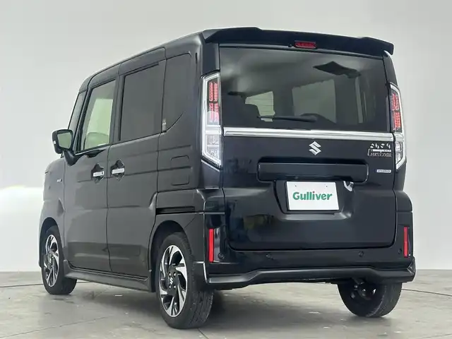 スズキ スペーシア カスタム HYBRID XS 愛知県 2024(令6)年 0.7万km ブルーイッシュブラックパール3 純正ナビ（フルセグ、CD、DVD、Bluetooth）/全方位カメラ/両側パワスラドア/シートヒーター（D＋N）/ハンドルヒーター/ACC/LEDヘッドライト/スマートキー/衝突軽減ブレーキ/レーンキープアシスト/アイドリングストップ/純正アルミホイール/純正フロアマット/コーナーセンサー/三点エアバック/サーキュレーター/フォグライト/USB