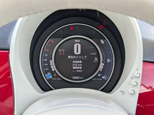 フィアット ５００ ツインエア ドルチェヴィータ 福井県 2022(令4)年 1.9万km パソドプレレッド ワンオーナー車/純正15インチAW/特殊形状ルーフ/クルーズコントロール/前後ドライブレコーダー/後方コーナーセンサー/キセノンヘッドライト/F・Rフォグ/パドルシフト/横滑り防止装置/盗難防止装置/ダブル＋サイドエアバッグ/カーテンエアバッグ/純正フロアマット