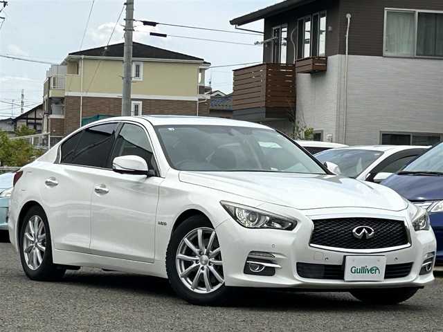 日産 スカイライン ハイブリッド 350GT Type P 宮城県 2014(平26)年 12.3万km クリスタルホワイトパール サンルーフ/インテリジェントクルーズシステム/シートヒーター/ドラレコ/360度カメラ/バックモニター/パワーシート/純正ナビ（AM/FM/DVD/USB/BT/TV）/横ずれ防止/パーソナルドライビングポジションメモリー/サマータイヤ純正225/55RF17
