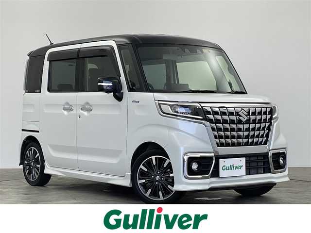 スズキ スペーシア カスタム HYBRID XS ターボ 群馬県 2023(令5)年 2.9万km ピュアホワイトパール/ブラック2トーン 純正ナビ　全方位カメラ　衝突軽減　アダプティブクルーズコントロール　レーンアシスト　両側パワースライド　横滑り　アイドリングストップ　ドラレコ　シートヒーター　障害物センサー　スマートキー　禁煙車