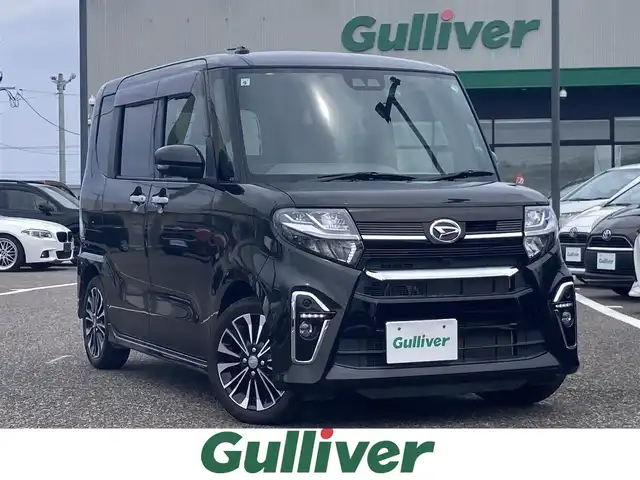 ダイハツ タント カスタム RS 島根県 2019(令1)年 1.8万km ブラックマイカメタリック ワンオーナー/社外SDナビ(CD/DVD/BT/フルセグ)/両側パワースライドドア/バックカメラ/前後ドライブレコーダー/全車速追従機能付アダプティブクルーズコントロール/コーナーセンサー/スマートアシスト/・衝突回避支援ブレーキ機能/・衝突警報機能/・車線逸脱抑制制御機能/・ブレーキ制御付誤発進抑制機能/・アダプティブドライビングビーム/・進入禁止標識認識機能/IC付ターボ/LEDヘッドランプ/LEDフォグランプ/本革巻きステアリング/ハーフレザーシート/純正15インチアルミホイール/キーフリーシステム/プッシュボタンスタート/禁煙車