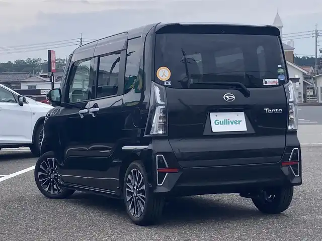 ダイハツ タント カスタム RS 島根県 2019(令1)年 1.8万km ブラックマイカメタリック ワンオーナー/社外SDナビ(CD/DVD/BT/フルセグ)/両側パワースライドドア/バックカメラ/前後ドライブレコーダー/全車速追従機能付アダプティブクルーズコントロール/コーナーセンサー/スマートアシスト/・衝突回避支援ブレーキ機能/・衝突警報機能/・車線逸脱抑制制御機能/・ブレーキ制御付誤発進抑制機能/・アダプティブドライビングビーム/・進入禁止標識認識機能/IC付ターボ/LEDヘッドランプ/LEDフォグランプ/本革巻きステアリング/ハーフレザーシート/純正15インチアルミホイール/キーフリーシステム/プッシュボタンスタート/禁煙車