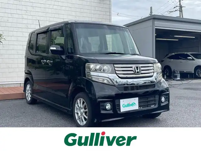ホンダ Ｎ ＢＯＸ カスタム G Lパッケージ 茨城県 2012(平24)年 11.9万km クリスタルブラックパール 純正ナビ/(AM/FM/CD/DVD/BT)/フルセグTV/バックカメラ/左側パワースライド/純正アルミホイール付きサマータイヤ積み込み