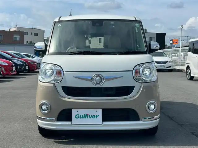 ダイハツ ムーヴ キャンバス G メイクアッフ SA Ⅱ 静岡県 2017(平29)年 6.6万km パールホワイトⅢ/ナチュラルベージュマイカメタリック 2トーン 社外ＳＤナビ（Ｂｌｕｅｔｏｏｔｈ、ＣＤ、ＤＶＤ、フルセグＴＶ）/バックカメラ/前方ドラレコ/ＥＴＣ/両側パワスラ/プッシュスタート/スペアキー/スマートキー/合皮シートカバー/純正フロアマット/社外アルミ/オートライト/アイドリングストップ/オートエアコン/ベンチシート/横滑り防止装置/レーンキープアシスト/盗難防止装置/キセノンヘッドライト/ダブルエアバッグ/衝突被害軽減ブレーキ