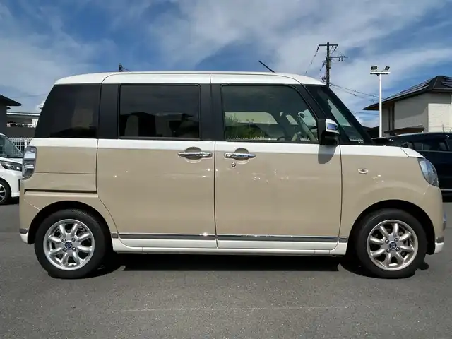 ダイハツ ムーヴ キャンバス G メイクアッフ SA Ⅱ 静岡県 2017(平29)年 6.6万km パールホワイトⅢ/ナチュラルベージュマイカメタリック 2トーン 社外ＳＤナビ（Ｂｌｕｅｔｏｏｔｈ、ＣＤ、ＤＶＤ、フルセグＴＶ）/バックカメラ/前方ドラレコ/ＥＴＣ/両側パワスラ/プッシュスタート/スペアキー/スマートキー/合皮シートカバー/純正フロアマット/社外アルミ/オートライト/アイドリングストップ/オートエアコン/ベンチシート/横滑り防止装置/レーンキープアシスト/盗難防止装置/キセノンヘッドライト/ダブルエアバッグ/衝突被害軽減ブレーキ
