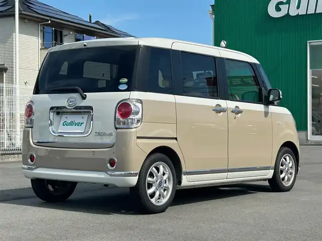 ダイハツ ムーヴ キャンバス G メイクアッフ SA Ⅱ 静岡県 2017(平29)年 6.6万km パールホワイトⅢ/ナチュラルベージュマイカメタリック 2トーン 社外ＳＤナビ（Ｂｌｕｅｔｏｏｔｈ、ＣＤ、ＤＶＤ、フルセグＴＶ）/バックカメラ/前方ドラレコ/ＥＴＣ/両側パワスラ/プッシュスタート/スペアキー/スマートキー/合皮シートカバー/純正フロアマット/社外アルミ/オートライト/アイドリングストップ/オートエアコン/ベンチシート/横滑り防止装置/レーンキープアシスト/盗難防止装置/キセノンヘッドライト/ダブルエアバッグ/衝突被害軽減ブレーキ