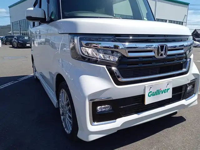 ホンダ Ｎ ＢＯＸ カスタム L ターボ 福井県 2023(令5)年 2.5万km プラチナホワイトパール 純正ナビ　フルセグＴＶ　バックカメラ　前席シートヒーター　プッシュスタート　ステアリングスイッチ　パドルシフト　追従クルーズコントロール　両側パワースライドドア　ＬＥＤオートライト　ＥＴＣ