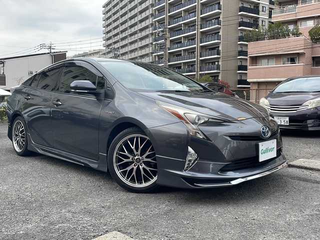 トヨタ プリウス S 宮城県 2016(平28)年 8.7万km グレーメタリック 純正ナビ Bluetooth バックカメラ モデリスタエアロ ETC 社外アルミホイール LEDライト プッシュスタート 純正フロアマット パワーステアリング パワーウィンドウ CDチェンジャー