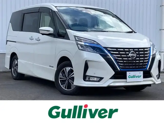 日産 セレナ e－パワー ハイウェイスター V 愛媛県 2020(令2)年 7.6万km ホワイト 社外ナビALPINE（Bluetooth/CD/DVD/SD/フルセグTV)/アラウンドビューモニター/ETC2.0/ALPINE前後ドライブレコーダー/両側パワースライドドア/日産プロパイロット/レーダークルーズコントロール/ブラインドスポットモニター/車線逸脱警報/コーナーセンサー/パーキングアシスト/純正15インチアルミホイール/フロアマット/ドアバイザー/LEDヘッドライト/LEDフォグランプ/オートライト/スペアキー1本/プッシュスタート/スマートキー