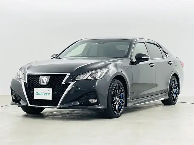 トヨタ クラウン ハイブリッド アスリートS Four J フロンティア 新潟県 2017(平29)年 13万km プレシャスブラックパール 純正メーカーOPナビ/【CD/DVD/フルセグTV/Bluetooth】/・バックカメラ/プリクラッシュセーフティ/・オートハイビーム/・レーダークルーズコントロール/・車線逸脱警報/前後コーナーセンサー/ハーフレザーシート/・前席シートヒーター/・前席パワーシート/ステアリングヒーター/革巻きステアリング/後席ISOFIX/純正フロアマット/ドアバイザー/社外18インチAW/LEDヘッドライト/ミラーヒーター/社外エアクリーナー/クスコフロントタワーバー
