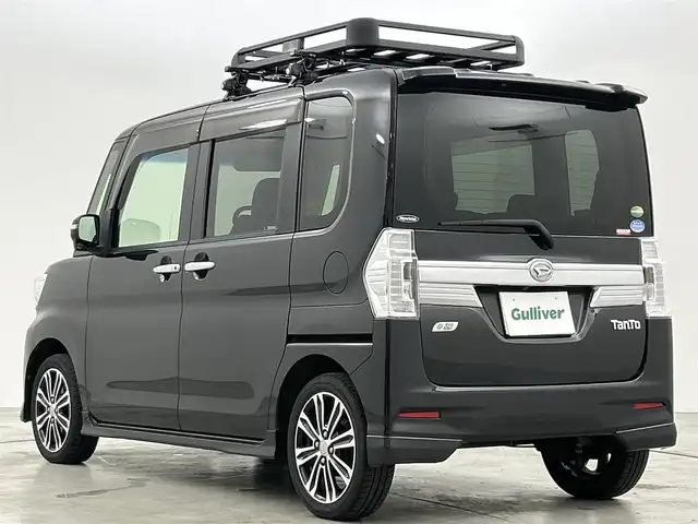 ダイハツ タント カスタム RS トップED SA 福岡県 2014(平26)年 8.5万km ブラックマイカメタリック スマートアシスト/純正ナビ/・CD/DVD/BT/フルセグ/バックカメラ/両側パワースライドドア/ミラー型ドライブレコーダー/ETC/ルーフキャリア/LEDヘッドライト/スマートキー/プッシュスタート