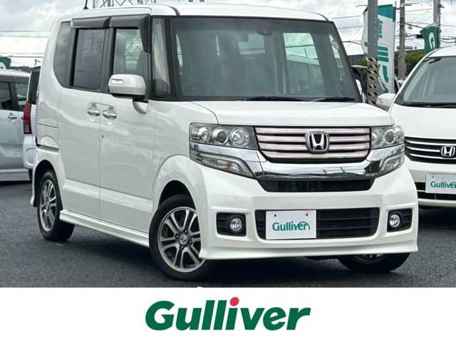 ホンダ Ｎ ＢＯＸ カスタム G Aパッケージ 千葉県 2014(平26)年 9.5万km プレミアムホワイトパール ワンオーナー/純正ナビ/フルセグテレビ/Bluetooth/DVD/バックカメラ/片側パワースライドドア/ETC/オートライト/スマートキー/プッシュスタート/横滑り防止装置/シティブレーキアクティブシステム/純正アルミホイール/純正フロアマット/ウィンカーミラー/取扱説明書/保証書