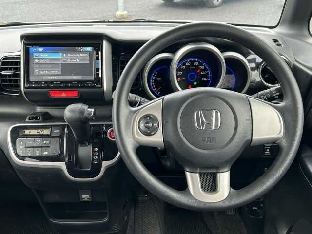 ホンダ Ｎ ＢＯＸ カスタム G Aパッケージ 千葉県 2014(平26)年 9.5万km プレミアムホワイトパール ワンオーナー/純正ナビ/フルセグテレビ/Bluetooth/DVD/バックカメラ/片側パワースライドドア/ETC/オートライト/スマートキー/プッシュスタート/横滑り防止装置/シティブレーキアクティブシステム/純正アルミホイール/純正フロアマット/ウィンカーミラー/取扱説明書/保証書