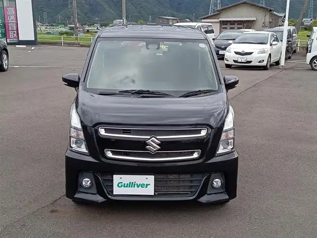 スズキ ワゴンＲ スティングレー HYBRID X 福井県 2018(平30)年 5.8万km ブルーイッシュブラックパール3 衝突被害軽減システム/社外SDナビ（AVN-R8）/・（フルセグTV/CD/DVD/Bluetooth）/バックカメラ/ETC/D席シートヒーター/ヘッドアップディスプレイ/オートLEDライト/スマートキー