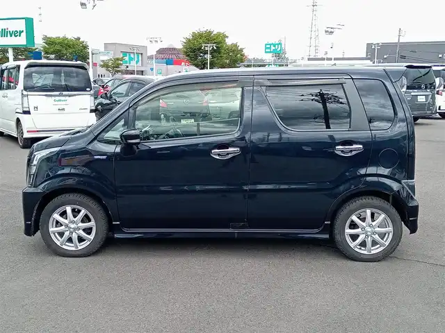 スズキ ワゴンＲ スティングレー HYBRID X 福井県 2018(平30)年 5.8万km ブルーイッシュブラックパール3 衝突被害軽減システム/社外SDナビ（AVN-R8）/・（フルセグTV/CD/DVD/Bluetooth）/バックカメラ/ETC/D席シートヒーター/ヘッドアップディスプレイ/オートLEDライト/スマートキー