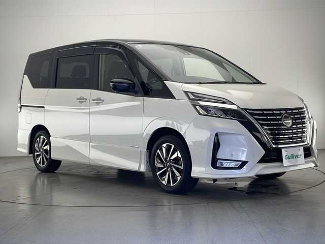日産 セレナ ハイウェイスター V 宮崎県 2020(令2)年 3.7万km ブリリアントホワイトパール 2トーン プロパイロット/エマ―ジェンシーブレーキ/LDW（車線逸脱警報）/LDP（車線逸脱防止支援）/BSW（後側方車両検知警報）/BSI（後側方衝突防止支援）/速度標識表示/道路標識表示/オートマチックハイビーム/コーナーセンサー/インテリジェントパーキングアシスト/純正10インチSDナビ/フルセグTV/CD/DVD/Bluetooth/アラウンドビューモニター/両側パワースライドドア/ハンズフリーオートスライドドア/ビルトインETC/LEDヘッドライト/純正ドライブレコーダー（DJ4-D）/純正16インチAW