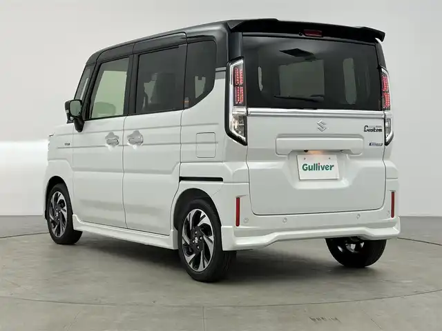 スズキ スペーシア カスタム HYBRID XS 愛知県 2025(令7)年 0.1千km パールⅡ 届出済未使用車/登録時走行距離4km/スズキセーフティサポート/純正メモリナビ/フルセグTV/Bluetooth/AppleCarPlay/AndroidAuto/全方位モニター/前席シートヒーター/革巻きステアリング/ステアリングリモコン/アダプティブクルーズコントロール/ハーフレザーシート/後席サーキュレーター/後席サンシェード/ステアリングヒーター/両側パワースライドドア/ヘッドアップディスプレイ/電動パーキングブレーキ/LEDヘッドライト/フォグランプ