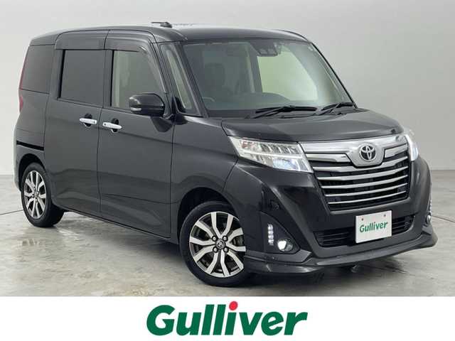 トヨタ ルーミー カスタムG－T 福岡県 2019(令1)年 6.4万km ブラックマイカメタリック 社外ナビ（ＢＴ，フルセグＴＶ）　/バックカメラ　/前方ドライブレコーダー　/クルーズコントロール　/コーナーセンサー　/衝突軽減ブレーキ　/アイドリングストップ　/両側電動スライドドア　/純正１５インチＡＷ　/ＬＥＤ