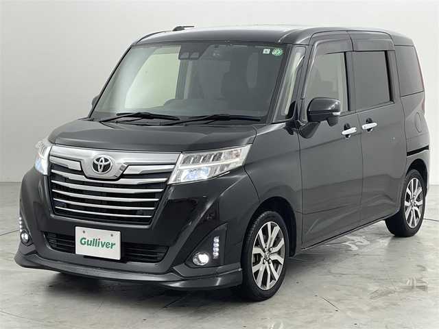 トヨタ ルーミー カスタムG－T 福岡県 2019(令1)年 6.4万km ブラックマイカメタリック 社外ナビ（ＢＴ，フルセグＴＶ）　/バックカメラ　/前方ドライブレコーダー　/クルーズコントロール　/コーナーセンサー　/衝突軽減ブレーキ　/アイドリングストップ　/両側電動スライドドア　/純正１５インチＡＷ　/ＬＥＤ
