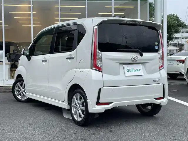 ダイハツ ムーヴ カスタム X SAⅡ 愛媛県 2015(平27)年 4.9万km パールホワイトⅢ 純正ナビ(NMCK-W66D)/・CD/ワンセグ/USB/SD/バックカメラ/前後ドライブレコーダー/ETC/LEDオートライト/スマートアシストII/・衝突軽減ブレーキ/・車線逸脱警報/・誤発進抑制機能/・先行車発進お知らせ/純正アルミホイール/プッシュスタート /・スペアキー/ドアバイザー/電動格納ミラー/・ウィンカーミラー /取扱説明書/保証書