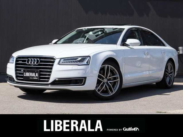 アウディ Ａ８ 3．0 TFSI クワトロ 長野県 2017(平29)年 7.9万km グレイシアホワイトメタリック サンルーフ　/黒革シート　/純正ナビＴＶ　/３６０°/ＢＯＳＥサウンド　/マトリクスＬＥＤ　/ＡＣＣ　/衝突軽減Ｂ　/レーン／サイドアシスト　/パワーシート／ヒーター　/パワーバックドア　/アドバンストキー　/純正２０ＡＷ