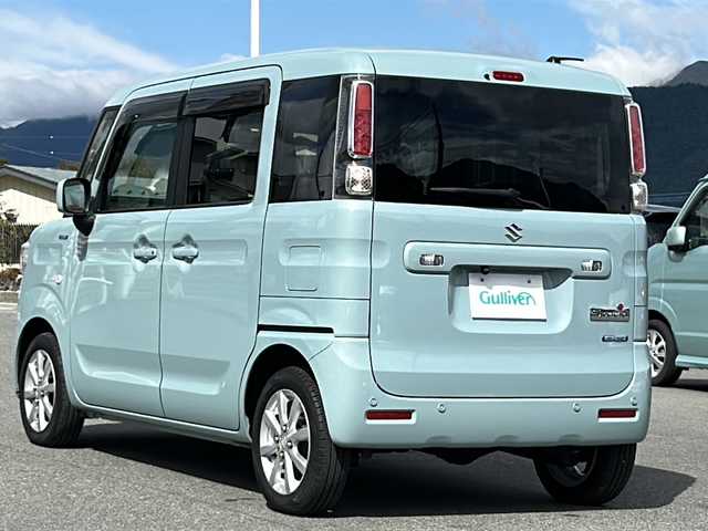 スズキ スペーシア HYBRID G 山梨県 2020(令2)年 0.9万km オフブルーM スズキセーフティサポート/　・デュアルセンサーブレーキサポート/　・車線逸脱警報機能/　・パーキングソナー/　・横滑り防止装置/社外ナビ/　(CD/USB/AUX/BT/TV)/バックカメラ/オートライト/シートヒーター/純正14インチアルミホイール/フルオートエアコン/４WD/アイドリングストップ/スマートキー