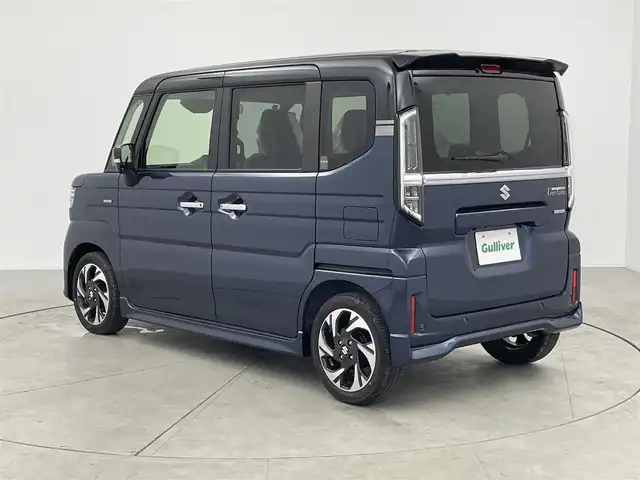 スズキ スペーシア カスタム HYBRID XS 愛知県 2024(令6)年 0.1万km未満 紺 登録済み未使用車　/両側パワースライドドア　/クルーズコントロール　/スズキセーフティーサポート　/スズキコネクト通信機装着車両/アラウンドビューモニター/純正メモリーナビ　/フルセグTV　/Bluetooth　/Apple　Car Play　/Android　Auto　/シートヒーター　（D/N）/HUB　/USBポート　/Cタイプポート　/ステアリングヒーター　/ステアリングリモコン/革巻きステアリング/ハーフレザーシート/オッドマン/電動パーキングブレーキ/AUTO　HOLD