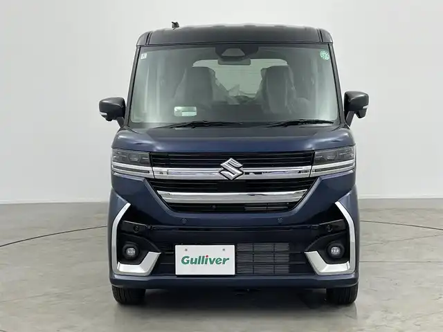 スズキ スペーシア カスタム HYBRID XS 愛知県 2024(令6)年 0.1万km未満 紺 登録済み未使用車　/両側パワースライドドア　/クルーズコントロール　/スズキセーフティーサポート　/スズキコネクト通信機装着車両/アラウンドビューモニター/純正メモリーナビ　/フルセグTV　/Bluetooth　/Apple　Car Play　/Android　Auto　/シートヒーター　（D/N）/HUB　/USBポート　/Cタイプポート　/ステアリングヒーター　/ステアリングリモコン/革巻きステアリング/ハーフレザーシート/オッドマン/電動パーキングブレーキ/AUTO　HOLD