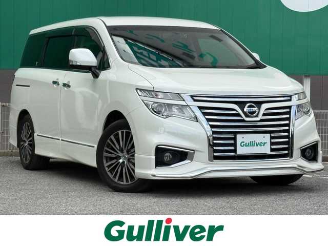 日産 エルグランド 250ハイウェイスターS 千葉県 2016(平28)年 5.7万km ブリリアントホワイトパール 純正ナビTV/CD/BT/AUX（MJ116D-W）/両側パワースライド/純正フロントリップスポイラー/社外レーダー探知機（PRE-X111）/オットマン/クルーズコントール/オートライト/ＥＴＣ/社外ドライブレコーダー前方/スペアキー1本/後席サンシェード/ドアバイザー/純正フロアマット