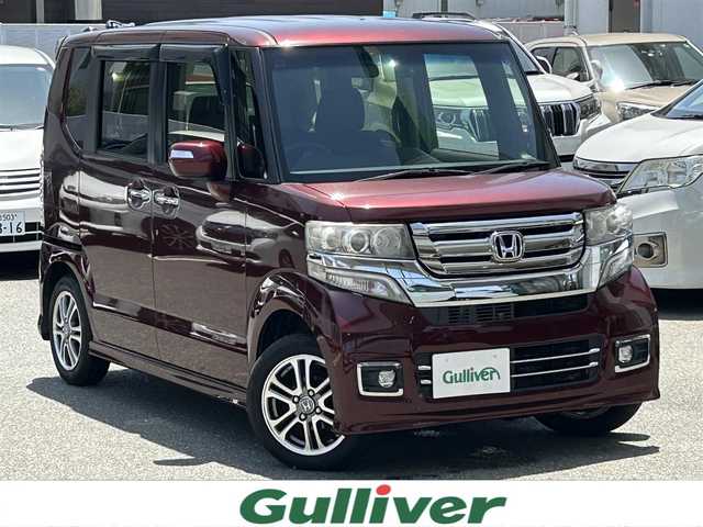 ホンダ Ｎ ＢＯＸ カスタム G Lパッケージ 福岡県 2016(平28)年 6.4万km プレミアムディープロッソパール 純正ナビ（vxm-174csi）/（AM/FM/BT/CD/DVD/ワンセグTV)/前席ヒートヒーター/前後ドライブレコーダー/ビルトインETC/バックカメラ/両側スライドドア/片側パワースライドドア/純正14インチアルミホイール/純正フロアマット/横滑り防止システム/プッシュスタート/スマートキー/スペア×１/ドアバイザー/オートライト/フォグライト/保証書/取扱説明書