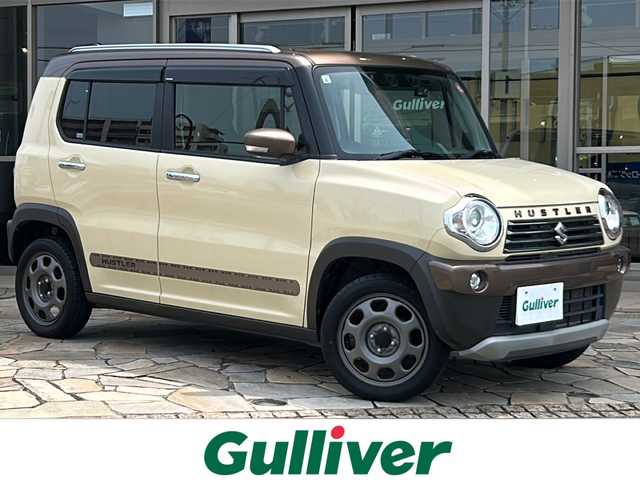 スズキ ハスラー ワンダラー 静岡県 2019(平31)年 3.9万km シフォンアイボリーメタリック/ウッディブラウン2トーンルーフ 主要装備/・純正ディスプレイオーディオ/・バックモニター/・Bluetooth/・ルーフレール/・ドライブレコーダー/・前席シートヒーター/・ハーフレザーシート/・衝突被害軽減システム/・レーンキープアシスト/・アイドリングストップ/・ルーフレール/・純正フロアマット/・ドアバイザー/・ステアリングスイッチ/・DVD